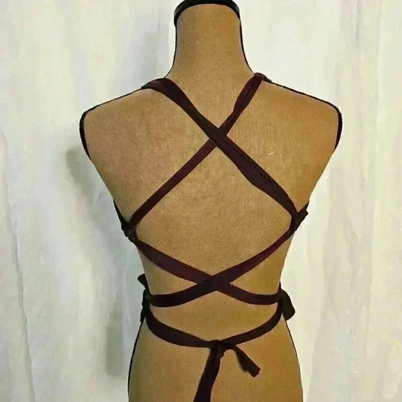 Burgundy Cut Out Wraparound Bathing Suit Size Medium - Picture 3 of 3